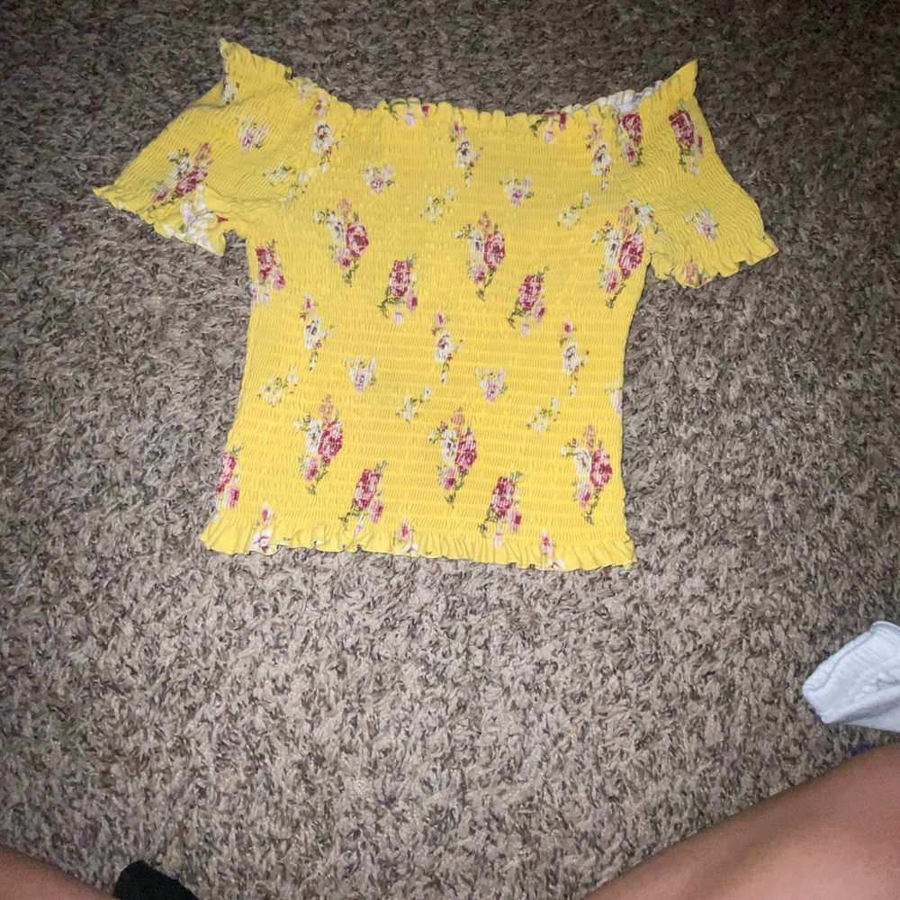 Yellow Floral Off-Shoulder Top